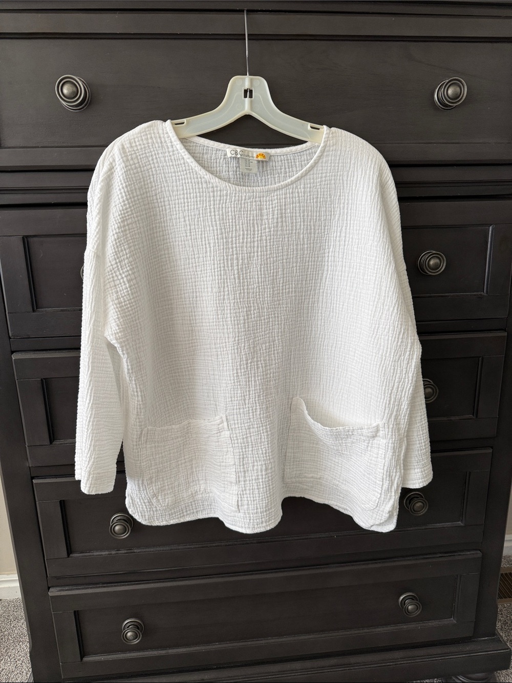 C&C California White Textured Crewneck Tunic